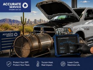 Tucson diesel fleet DPF inspection with diagnostic tablet
