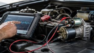Computerized starter diagnostic scan testing starter solenoid voltage near Reid Park in Tucson